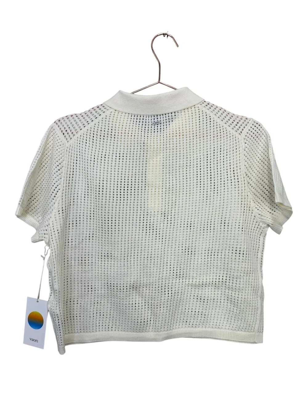 NEW Vuori Short Sleeve Knitted Mesh Polo Natural Cream Size Large - Picture 5 of 9